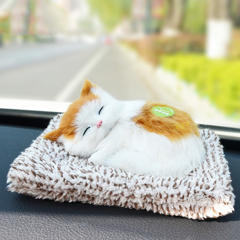 仿真动物竹炭小猫咪玩具毛绒公仔摆件假猫猫会叫车载可爱布偶玩偶