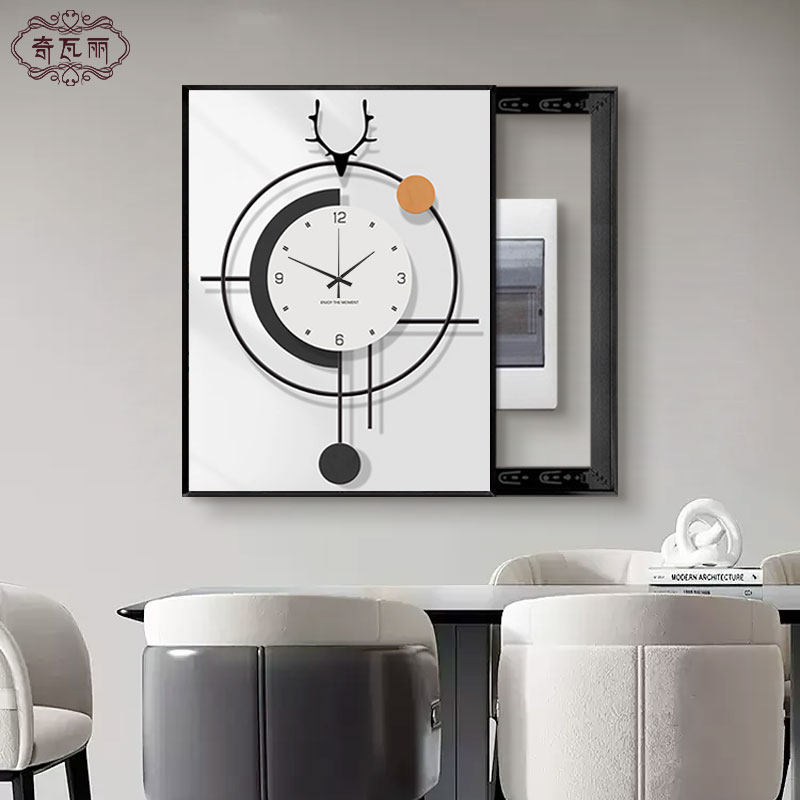 遮挡电表箱装饰画竖版带钟表开关盒多媒体配电箱空开箱挂画免打孔,家居饰品,现代装饰画,淘宝优惠券,粉丝福利购,淘宝优惠卷