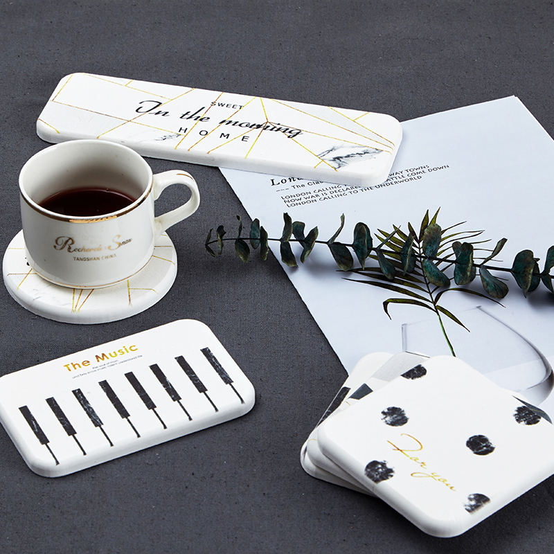 新款大理石纹硅藻泥吸水杯垫隔热防滑垫硅藻土垫皂垫洗漱台桌面垫