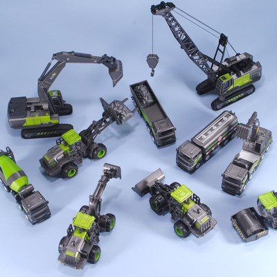 合金惯性工程车套装挖掘机吊车推土机运输车叉车压路机搅拌车玩具