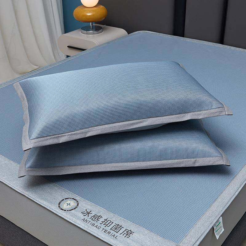 冰床笠三件套可水洗藤席竹席夏季纯色8865款丝软席子席可草折叠席