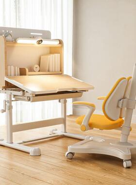 手摇儿用童学桌小学生书桌家写子字桌学65457习习桌实木套装儿童