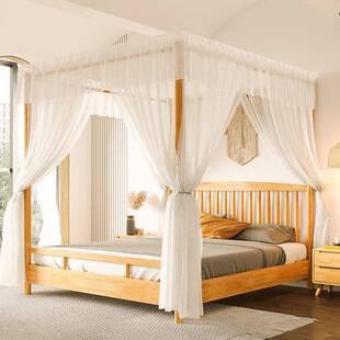 全木1四柱架子床YRO蚊帐家用米5实人床主卧双人罩子单床1.8米民宿