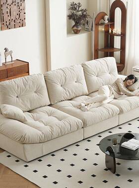 baxtr云KIE朵皮艺沙发客厅2e024新款可调节奶油小户型科直技风布