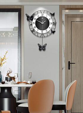 艺时尚简约钟表式欧客厅挂钟个创意家居装饰KDH静音时钟术性石英