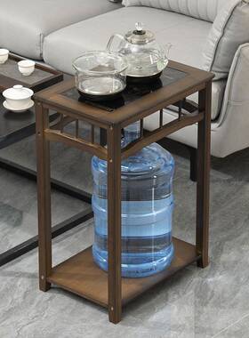 *茶桌家用小茶柜台边柜侧实木泡D茶吧茶烧水几壶一体水桶架茶IZX