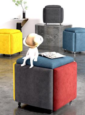 多组功能收纳凳FEQ沙简约五合一魔方凳小凳子家用客厅发网红合凳