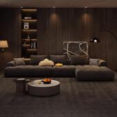 意式 简极现代轻奢小户型客厅奶油风直云朵泡芙棉花沙发87256网糖