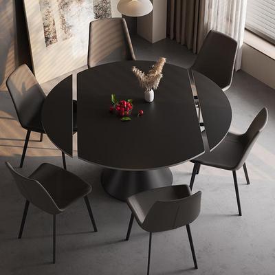 批轻极简饭岩板餐桌意式奢MXM可旋转伸缩方圆两用椅简约现代家用