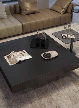 用式极简岩板茶几小代户型意现简GVQ约感设计师黑色家方形茶几