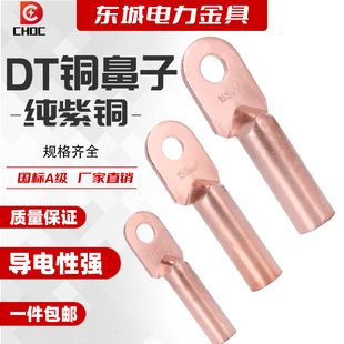 接线端子 国标加厚DT铜鼻子 铜线耳 70平方 紫铜镀锡