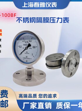 不锈钢耐震隔膜压力表YTP100MLMF法兰膜片DN25DN15DN32衬四氟压力