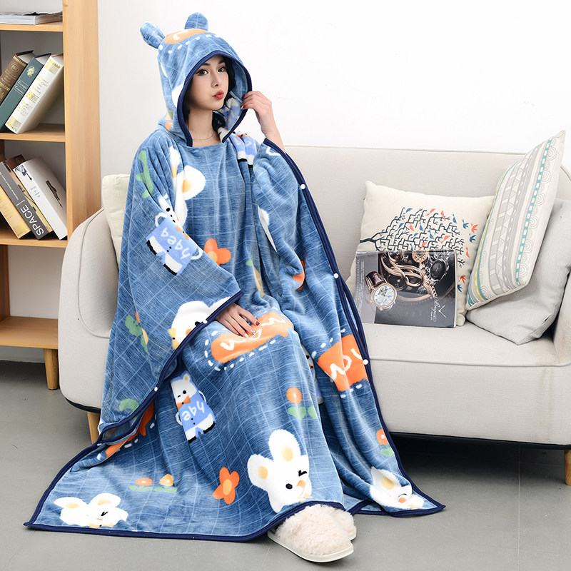 秋冬季加厚珊瑚法兰绒毛毯懒人毯披肩办公室午睡毯斗篷披风空调毯,床上用品,休闲毯/毛毯/绒毯,淘宝优惠券,粉丝福利购,淘宝优惠卷