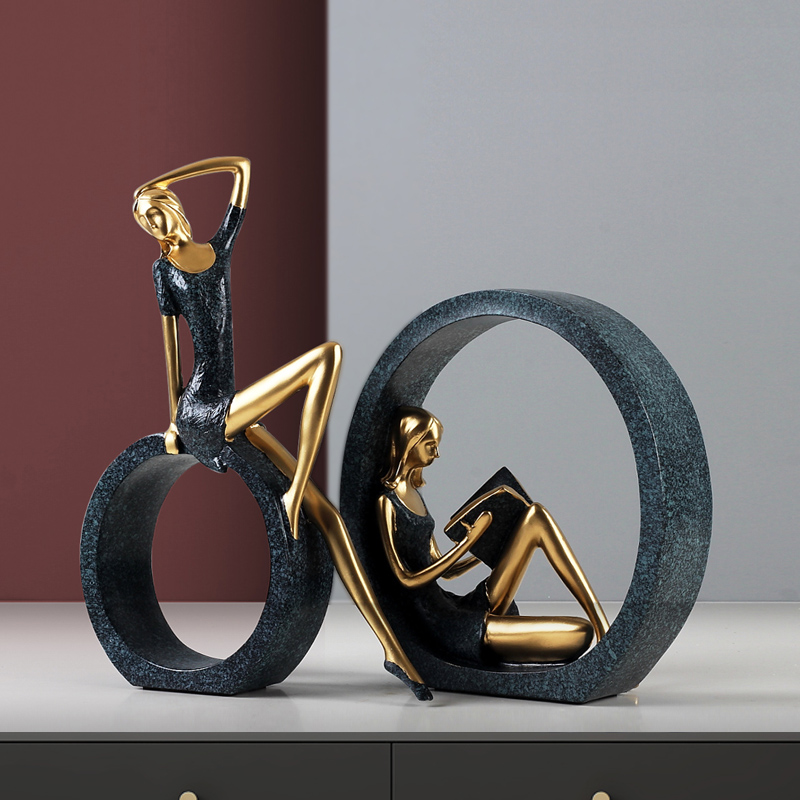 读书少女创意电视柜摆件小饰品现代简约家居客厅卧室房间桌面摆设