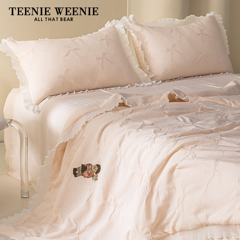 TeenieWeenie公主风粉色花边夏被空调被夏天亲肤泡泡纱夏凉被单人,床上用品,化纤被,淘宝优惠券,粉丝福利购,淘宝优惠卷