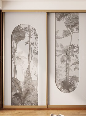凯贝嘉推拉门贴画东南亚复古装饰柜门贴翻新衣柜贴纸自粘加厚防水