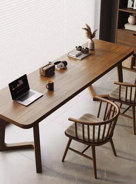 桌全实MLJ木双人长书家客厅办公电脑桌现代简约儿用靠墙童长条书