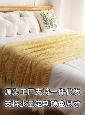 经毯XVO典美式复绿人纹编织毯酒店民古字宿床尾巾床尾毯沙发毯床