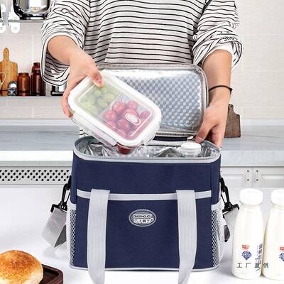 保温袋手F96579JS带提盒包铝加厚饭手提袋大容量户外防水冷箔饭藏