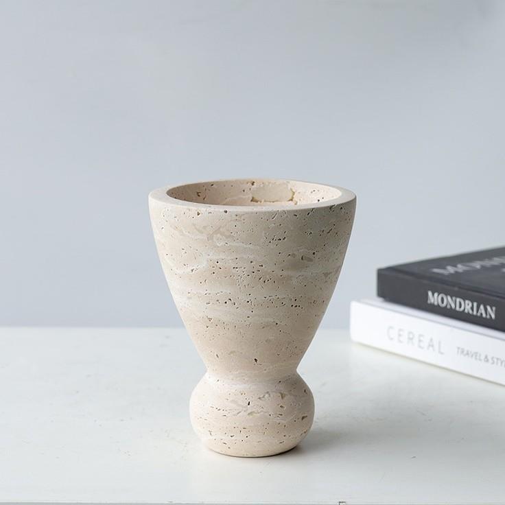 现代花简约创意处黄洞石瓶房花器样板售楼桌面茶几电64视柜饰品