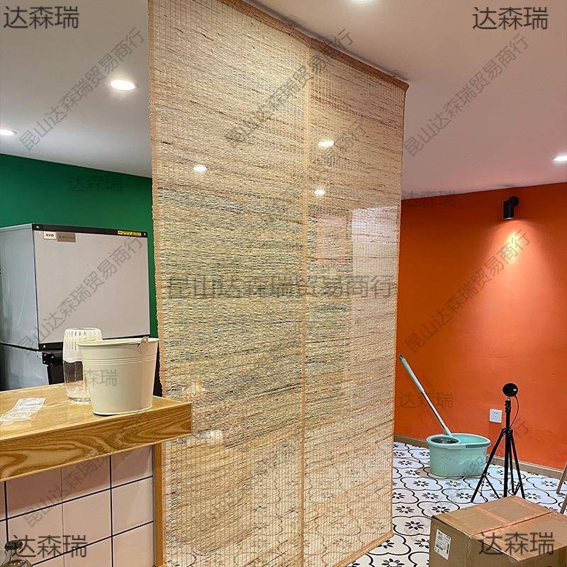 苎麻帘玄关垂帘隔断帘日式6EaRDrfy挂光免打孔装饰帘屏半风帘草帘