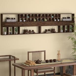 复古子架墙上简UYM约茶具架实木格架新中式博古挂墙客壁挂式厅收