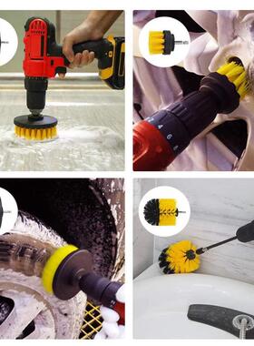 卖清新款黄色电钻洁刷40件DVY热套抛光打蜡海绵套装汽车洗刷车套