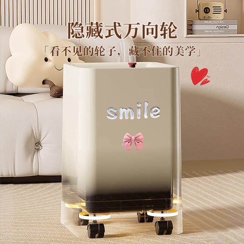 带轮可移动垃圾桶家用2025新款高颜值客厅化妆室厨房卧室内外双槽