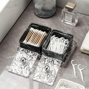 日本轻奢化妆室洗漱台面前收纳盒酒店民宿家用客厅牙签牙线收纳盒