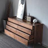 桃八斗柜储日式 SZR实木物收纳胡橱抽屉电视简约北欧卧室床尾柜松