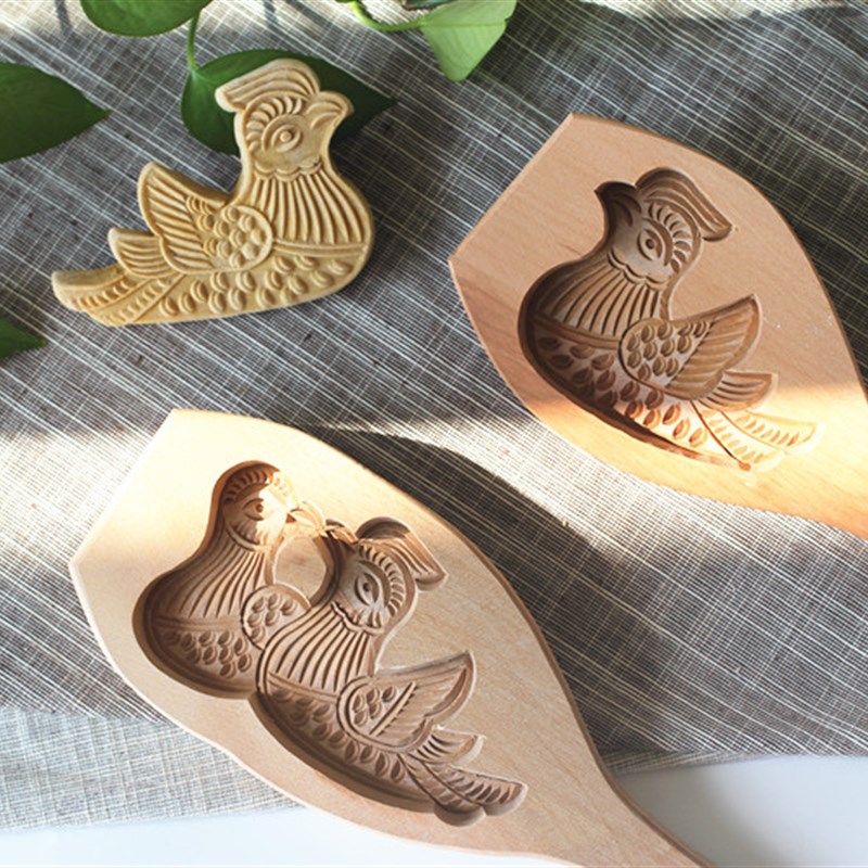 花瓣家  鸳鸯图手工雕刻民间传统艺术品糕点磕子木质模具
