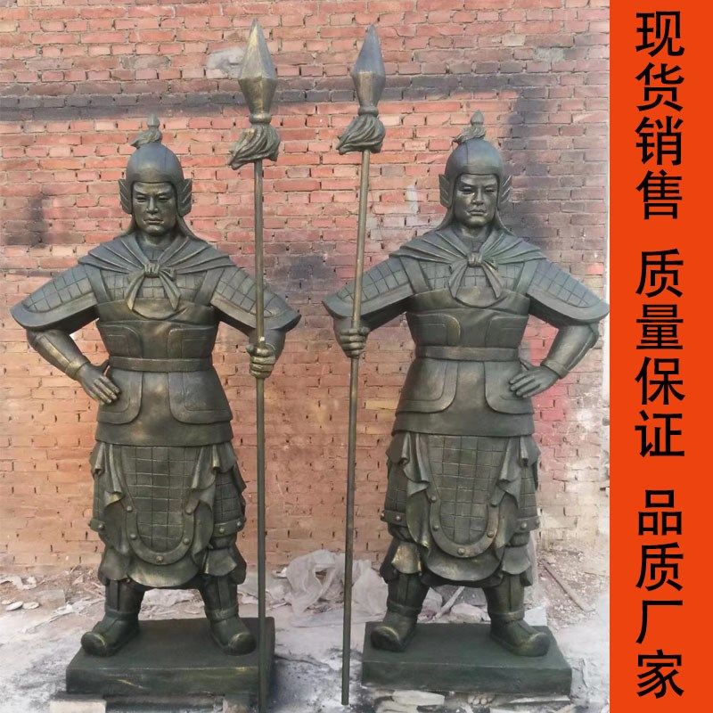 古代士兵官兵武士将士侍卫玻璃钢人物雕像景区仿铜复古公园林雕塑