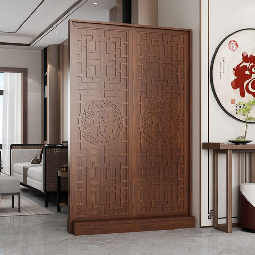 中式入户屏风客厅木质玄关隔断柜客厅装饰架遮挡座屏玄关架可移动