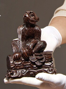 黑檀木雕猴子摆件实木质雕刻十二生肖猴家居客厅装饰红木工艺礼品