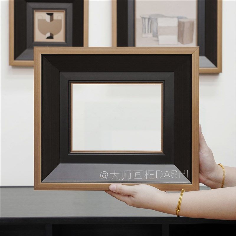 大师画框装裱定制油画外框中古复古典相框挂墙实木镜线条简约唐卡