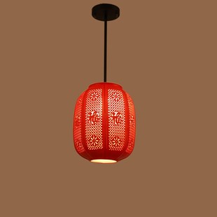 2024新款红灯笼吊灯乔迁阳台门厅玄关入户过道创意硬杆式陶瓷吊灯