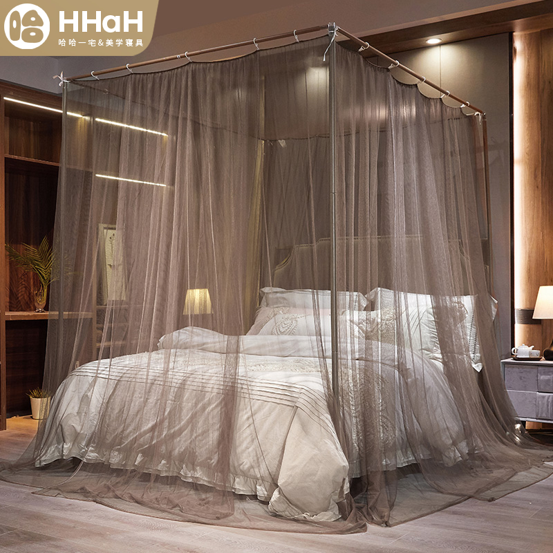 三开门落地式宫廷蚊帐1.8m床家用简约纯色老式床上挂钩式1.5米床
