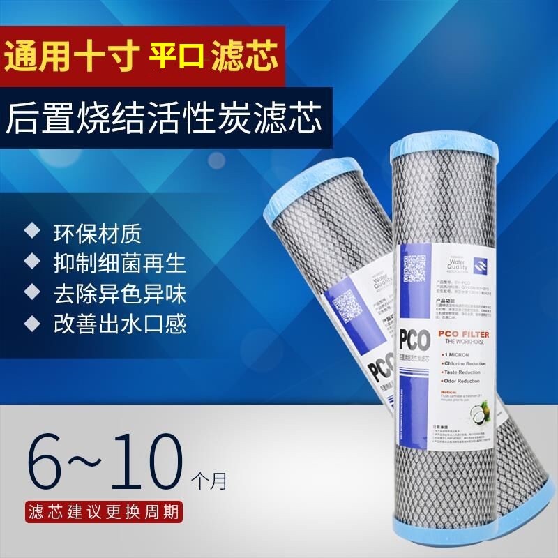 后置烧结活性炭滤芯10寸平口PCO高碘值椰壳碳净水器滤芯第五级