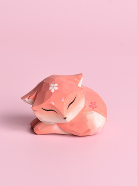 木雕八重神子狐狸摆件可爱办公室桌面摆件汽车内饰车内装饰饰品