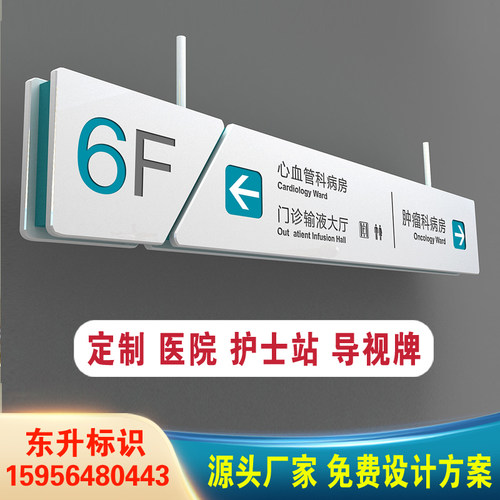 医院诊所护士站悬挂吊牌导视牌双面发光镂空灯箱楼层指示牌定制