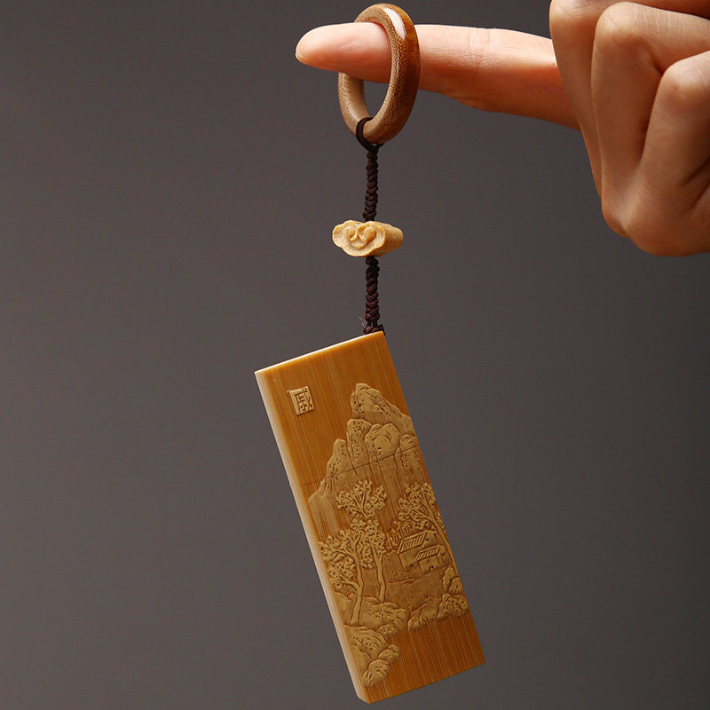 纯手工留青雕刻老玉竹牙签盒把玩文玩竹器竹雕精品便携式牙签筒