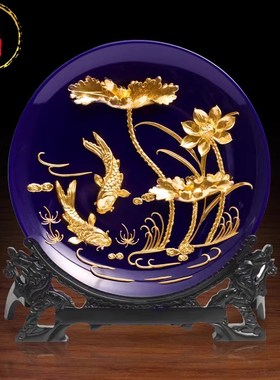 威弗列德年年有余兰盘厦门漆线雕创意摆件送朋友开业乔迁新婚礼品