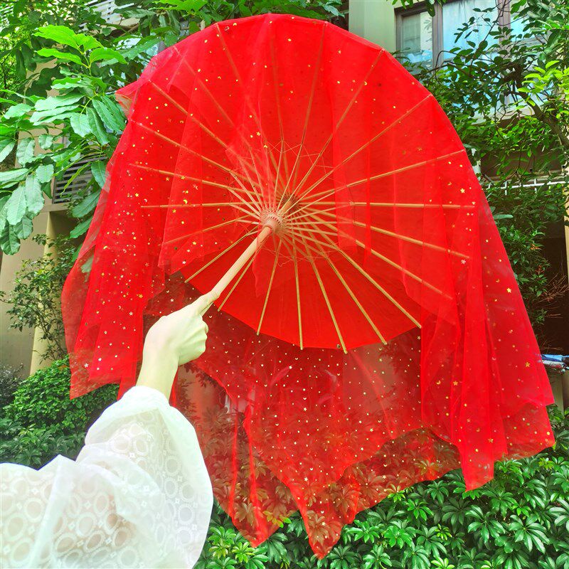 舞龙吟幼儿园儿童学生舞蹈伞绸布伞走秀伞开场舞广场舞流苏纱幔伞