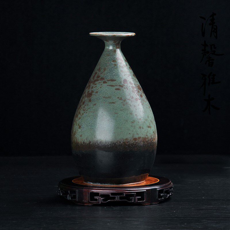 红木雕嵌瘿木核桃古董文玩把件玉石印章微型盆景摆件底座复古中式