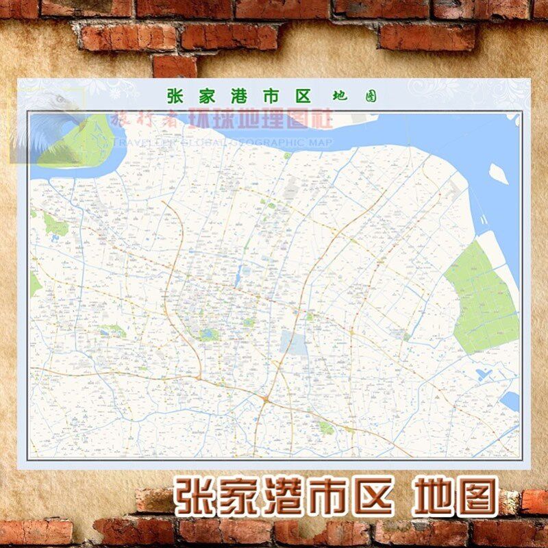 超大巨幅 张家港市区地图订制定做 城市城区海报2021新版装饰画芯