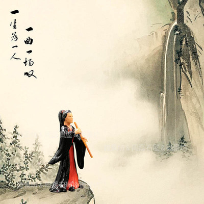 热卖精品树脂国风复古吹箫人物摆件造景装饰奇石盆景假山沙盘置景