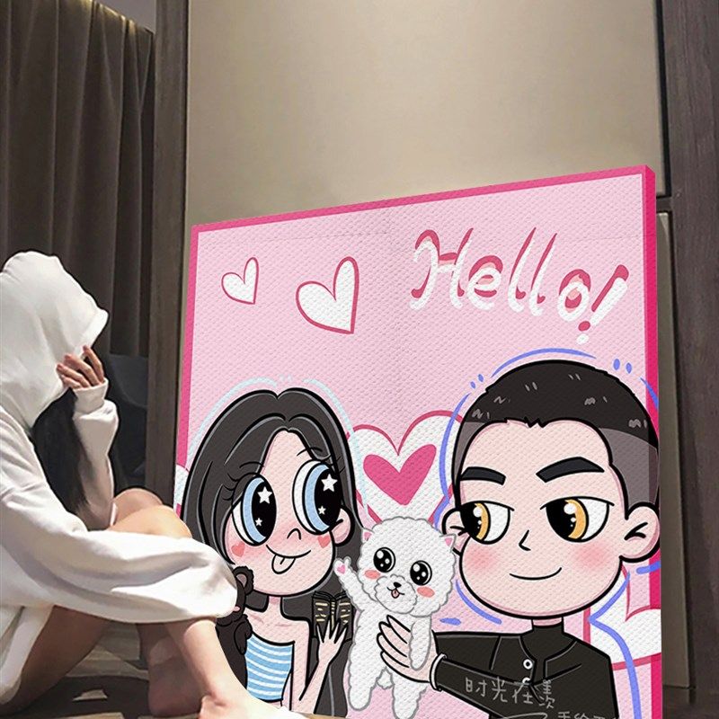 星蝶公主】我要变成装饰画油画布打印手绘头像卡通画闺蜜真人照片