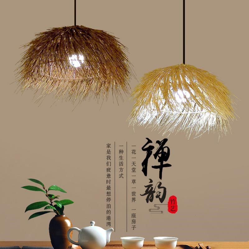 创意藤编草帽吊灯罩复古餐厅个性火锅店民宿东南亚藤艺鸟巢鸟窝灯