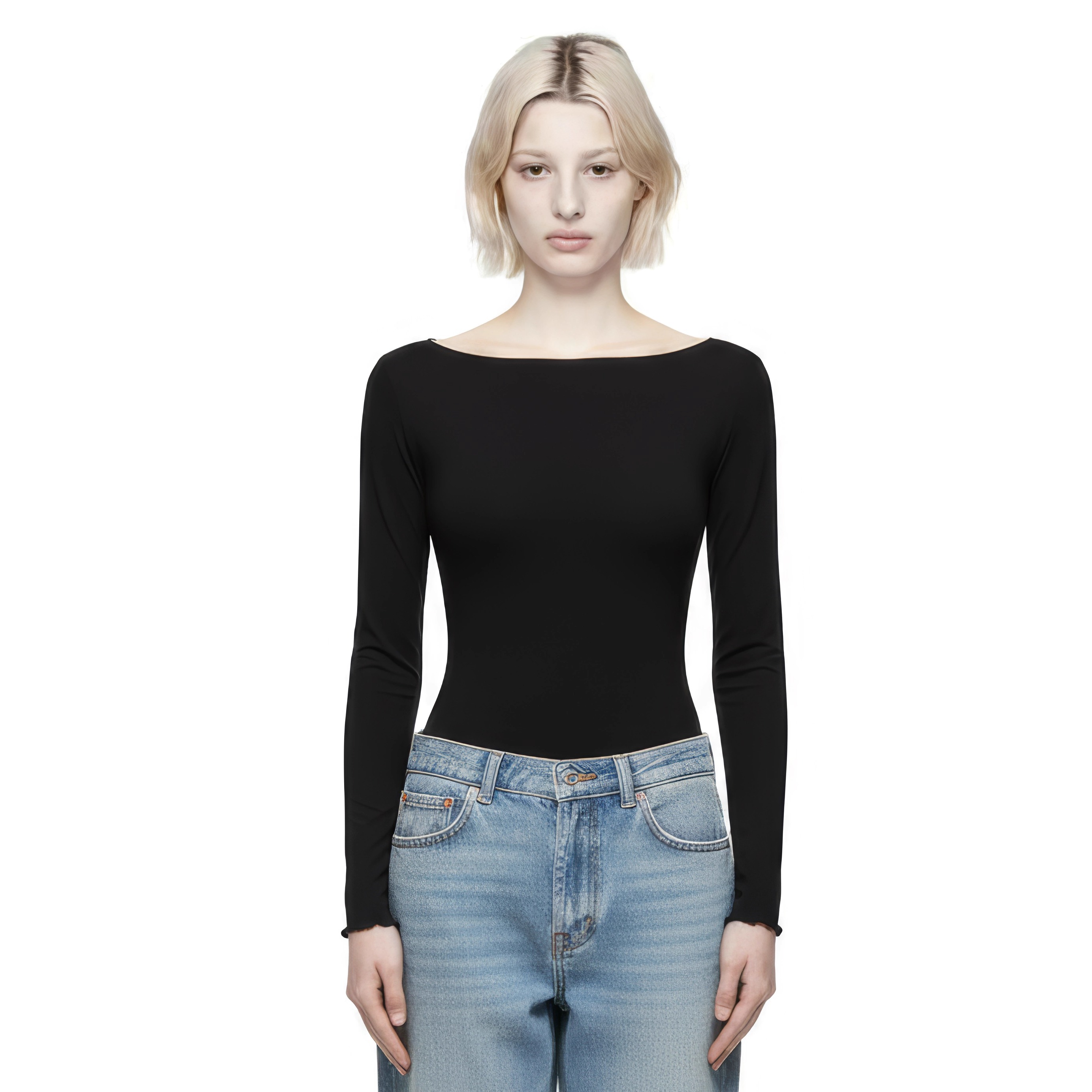 Justgoodday船领莱赛尔羊毛修身弹力舒适亲肤长袖云感打底衫秋冬