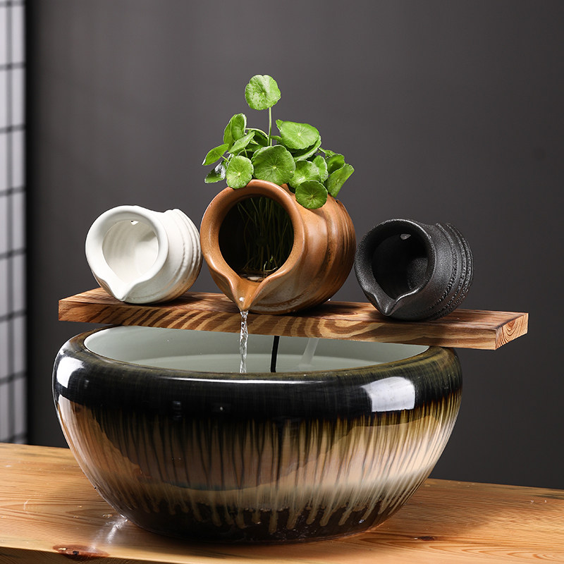 庭院花园造景生态缸古法养鱼开口陶瓷罐流水摆件循环过滤配件diy,家居饰品,流水摆件,淘宝优惠券,粉丝福利购,淘宝优惠卷